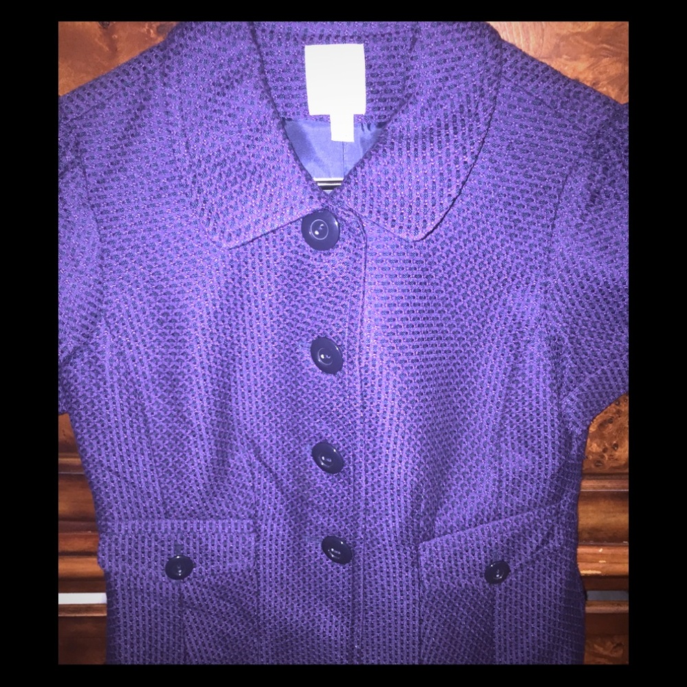 Short sleeve blazer Tweed Navy & Purple $13